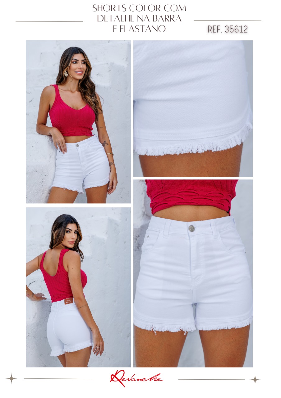 Shorts Color com Detalhe na Barra e Elastano Revanche